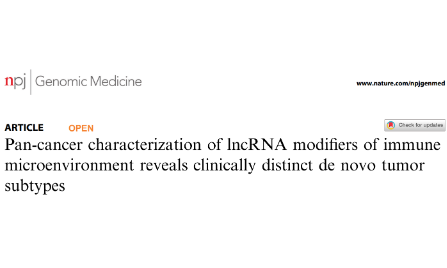 免疫微环境lncRNA修饰物的泛癌表征揭示了临床上不同的新肿瘤亚型